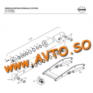 Гидроцилиндр экскаватора CUKUROVA C13A66 Lift Cylinder ЗАПЧАСТИ TARSUS, CUMITAS, MASTAS